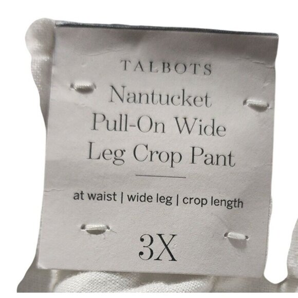 Talbots Nantucket Pull-On Wide Leg Crop Pants Size 3X White 100% Linen - Picture 4 of 9